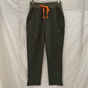 Figs Olive Joggers with Orange Drawstring